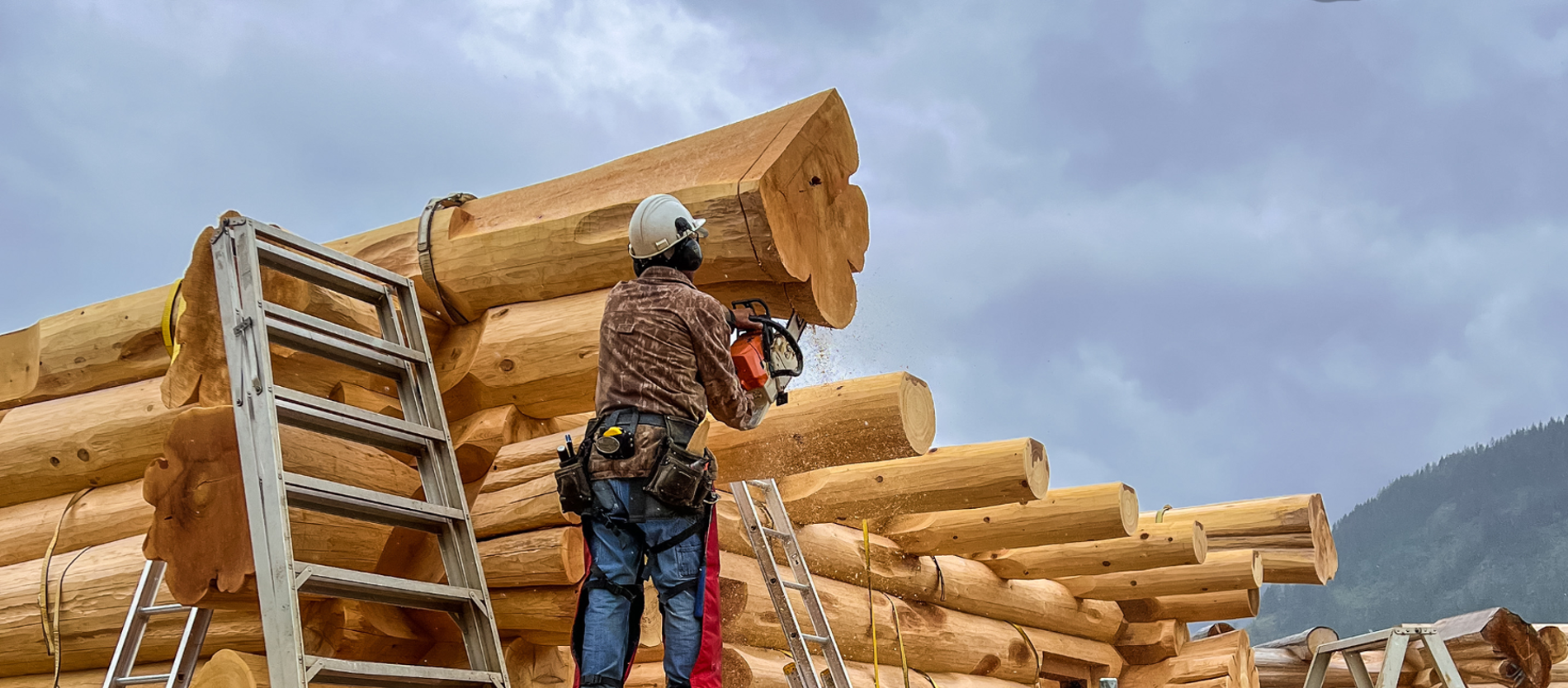 Western Red Cedar Log Home Built for Delivery to Lake Placid, New York