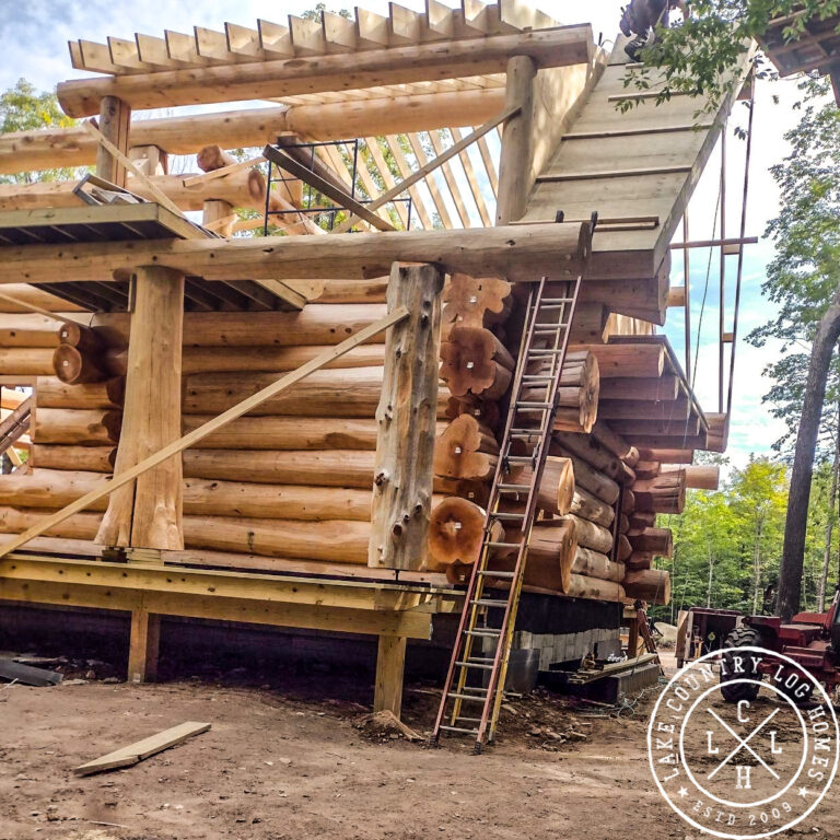 Custom Log and Timber Frame Homes During Construction
