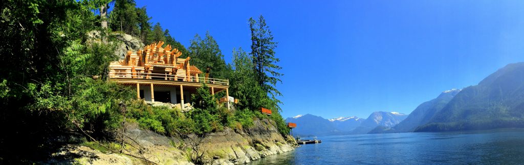 western red cedar log home under construction in bc