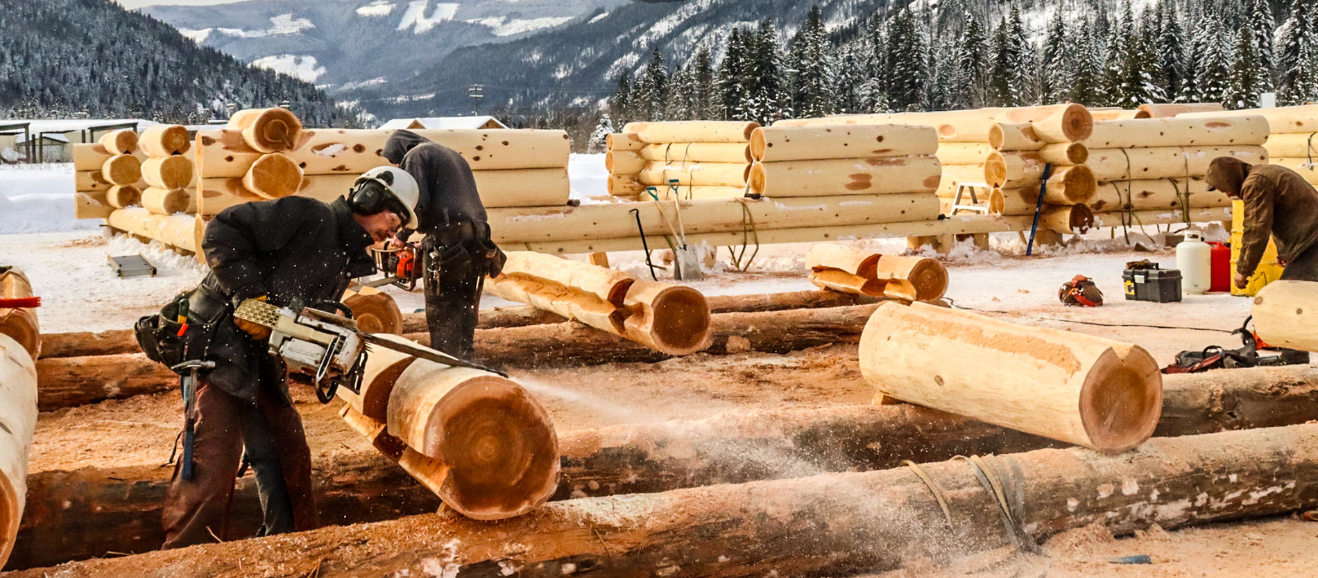 Western Red Cedar Log Home Built for Delivery to Salmon Arm BC